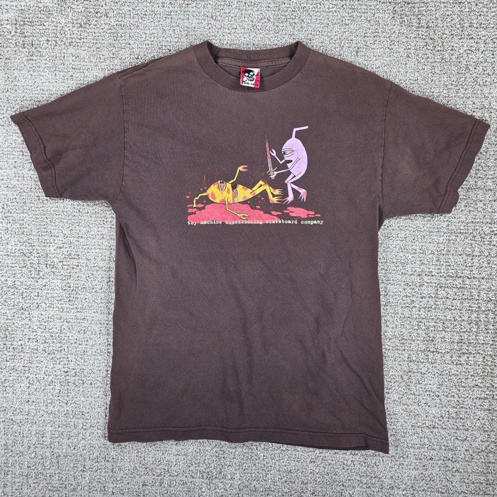 Vintage Toy Machine Bloodsucking Skateboard Company Tum Yeto Brown T-Shirt Mens